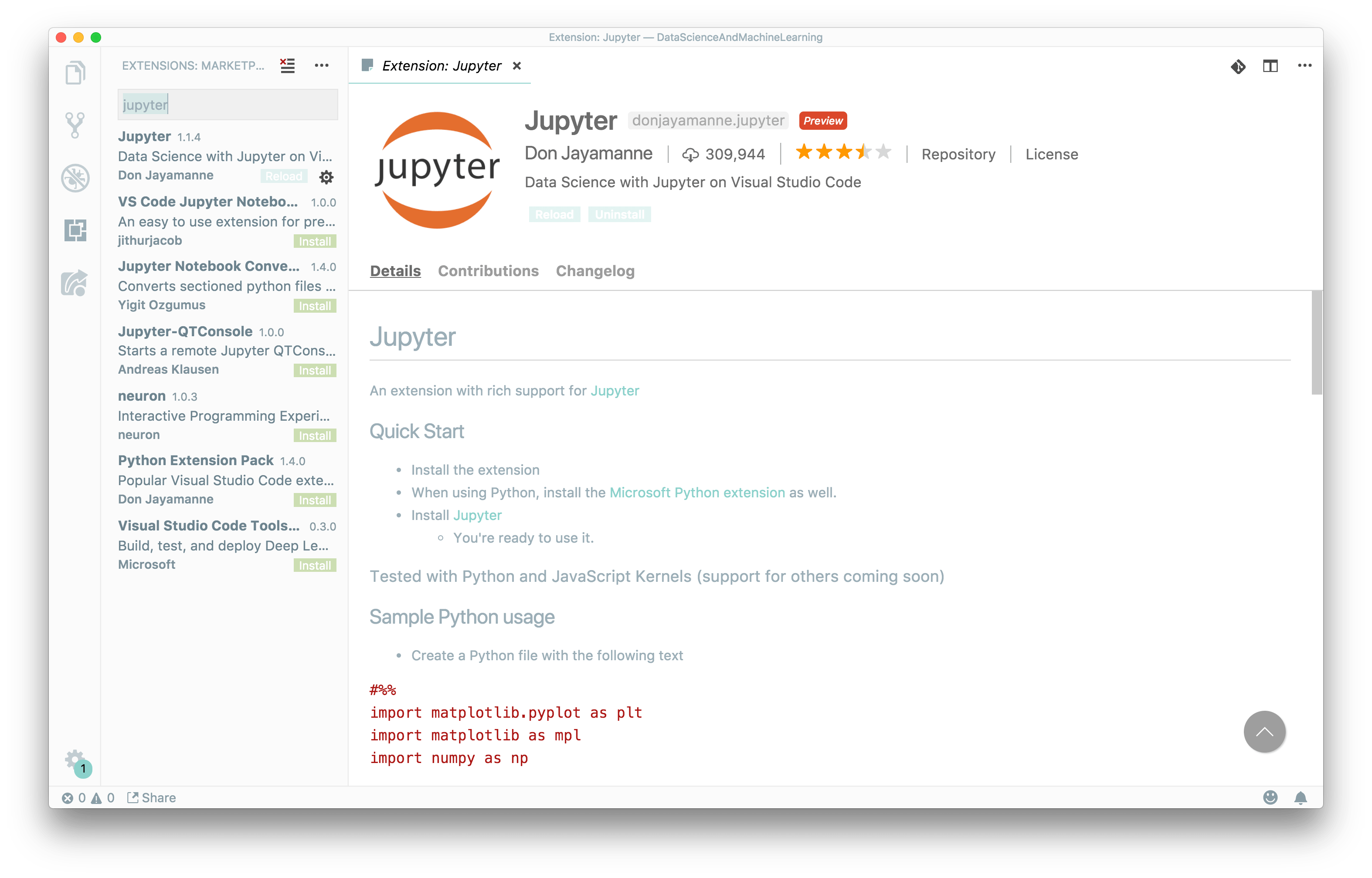 install jupyter plugin on vs code